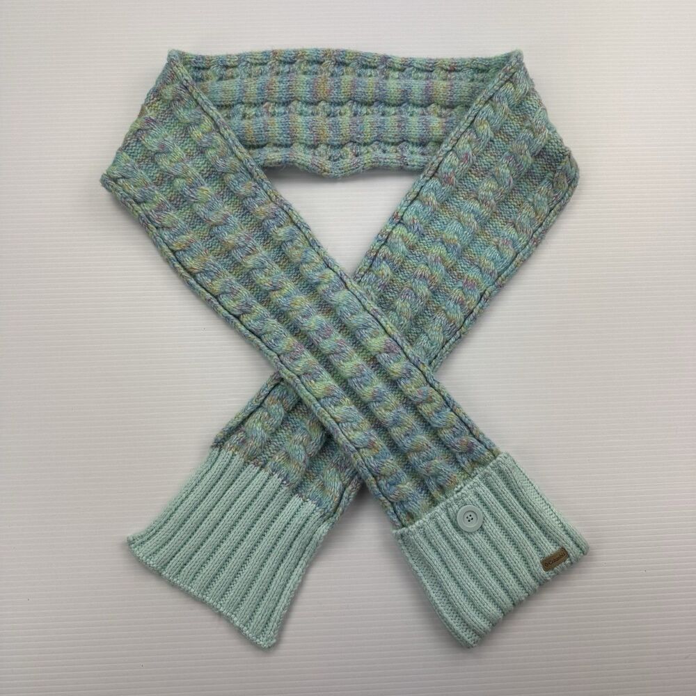 Columbia Chunky Knit Button Scarf Cottagecore Coastal Cabincore Indie Boho